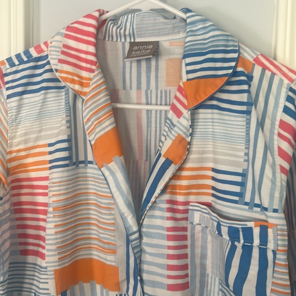 Annie Selke pine cone hill Dash & Albert collection small sleep shirt stripes - Picture 3 of 10